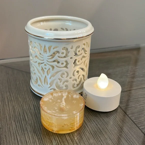 Illuminations By Lenox Collection Pierced Tealight Candle Holder with Candles - Picture 5 of 15